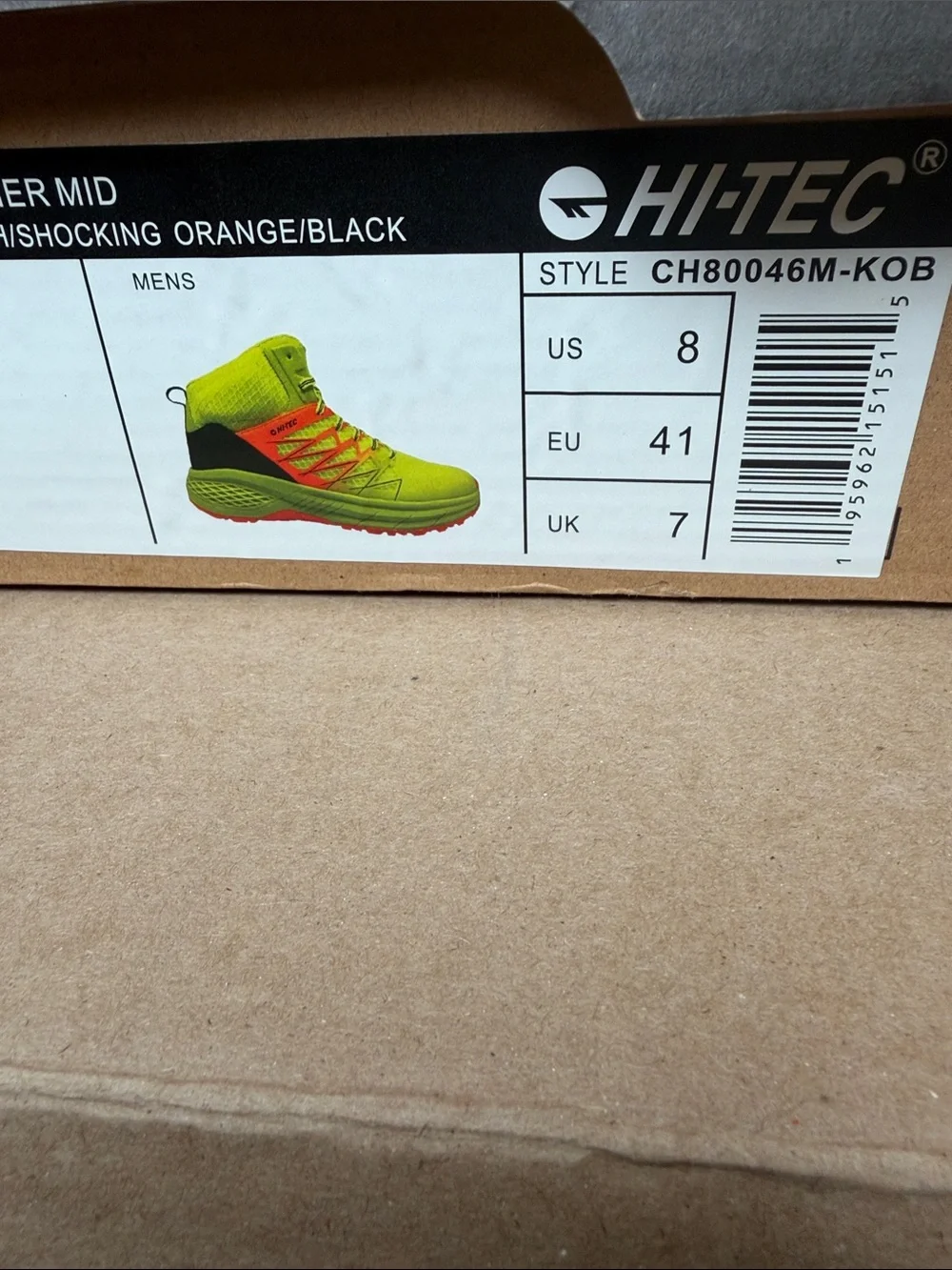 Hi-Tec Men’s Neon Green & Orange High-Top Sneakers